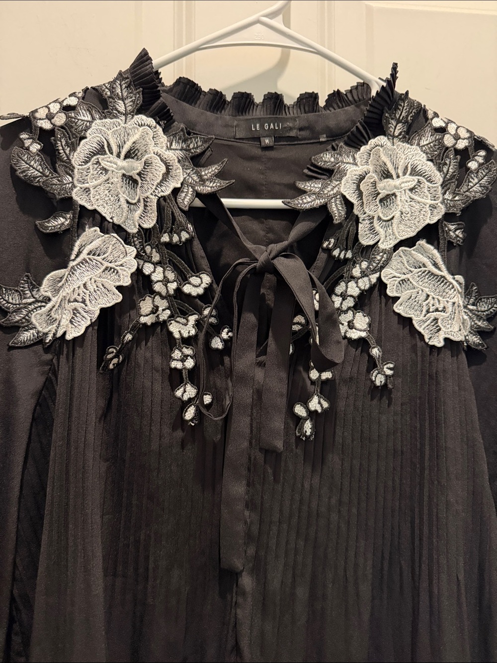 Le Gali "Margo" Mini Embroidered Pleated Dress Medium